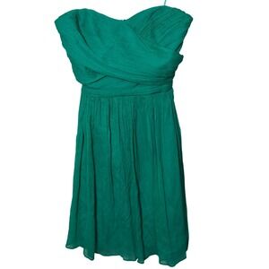 J Crew Arabelle Silk Chiffon Strapless Dress Green Size 6 Cocktail Party Holiday